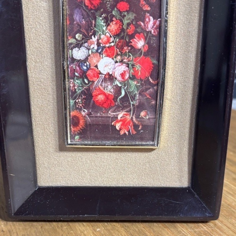 Vintage Abraham Mignon Fiori Framed Floral Art Print Layered Miniature Retro 7in - Picture 7 of 7